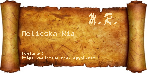 Melicska Ria névjegykártya